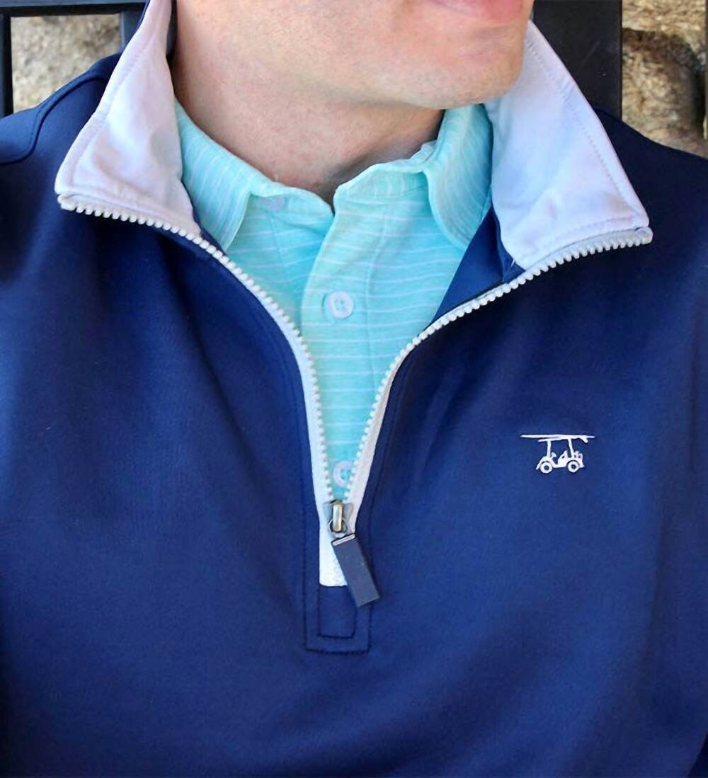 NEW BALD HEAD BLUES men's dogwood quarter zip top in solid medieval